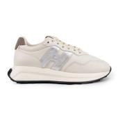 Ivory Skinn Sneakers Snøring Foran