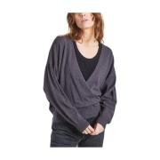 Grå Ullblanding Wrap Jumper