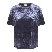 Grått Velvet Crew Neck T-skjorte