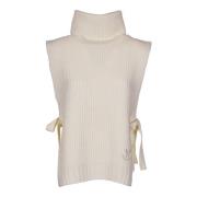 Beige Logo-Broderet Fiskerstrikk Vest