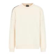 Beige Bomull Crewneck Sweatshirt med Logo Detalj