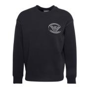 Dobbel Jersey Navy Blå Sweatshirt med Bicolor Ørn Patch