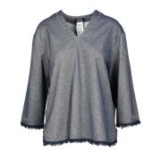 Bomullsblanding Bluse med Elastan