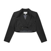 Elegant Stripete Blazer i Svart