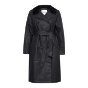 Svart Trenchcoat med Elegante Knapper