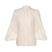 Krem Brodert Bluse Ottie