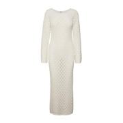 Hvit Vero Moda Evelyn Ls Crochet Ankle Dress Kjole