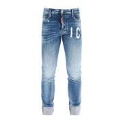 Logo Trykt Distressed Jeans