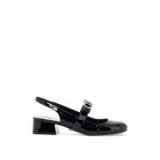 Patent skinn sløyfe slingback pumps