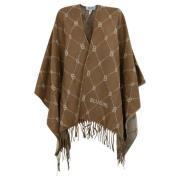 Reversibel Logo Poncho Kamel/Hvit Frynsete