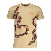 Kortermet Logo Print T-skjorte Beige