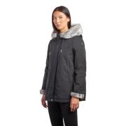 Sort Parka Jakke med Eco Fur Hette