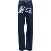 Blå Denim Grafisk Print Jeans