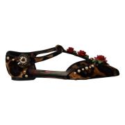 Blomster Leopard T-Stropp Sandaler