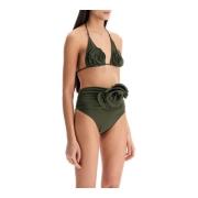 Blomstret trekant bikini topp med levende blomster