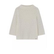 Cropped Sleeve Strikket Genser Off White