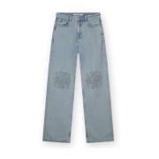 Vintage Brodert Straight Leg Jeans