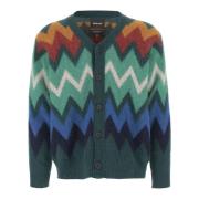 Geometrisk Ull V-hals Cardigan Genser