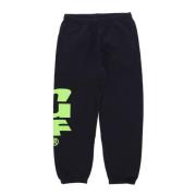 Sort Fleece Sweatpants Elastisk Midje