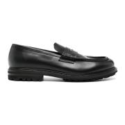 Sort skinn slip-on loafers