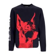 Svart Crewneck Genser med Front Print