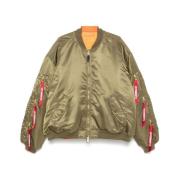 Khaki Polstret Cargo Jakke Reversibel Stil