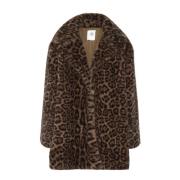 Leopard Imitert Pelsjakke Oversized Stil