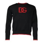 Logo Sweatshirt Sweater Svart Rød