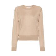 Beige Strikket Genser Drop Skulder