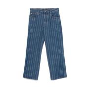 Blå Denim Vertikal Stripe Jeans