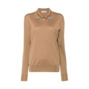 Brun Ullstrikket Polosweater