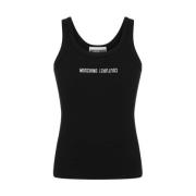 Svart/Hvit Ribbet Logo Tank Top