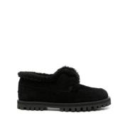 Sort Semsket Slip-On Sko med Shearling