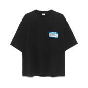 Svart Logo Print Crew Neck T-skjorte