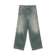 Stonewashed denim jeans med logodetalj