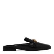 Svart Backless Loafer med Metall Maskinvare