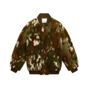 Khaki Faux-Shearling Camo Coat