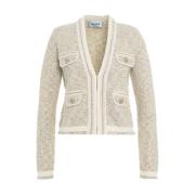 Hvit Jacquard Cropped Blazer