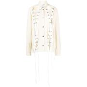 Ivory Lace-Up Wool Jacket