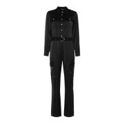 Cargo sateng jumpsuit med belte