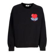 Hjerte Crew Fleece Sweatshirt Svart