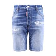 Denim Bermuda Shorts med Logo Knapper