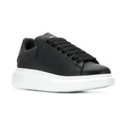 Sorte Skinn Sneakers for Kvinner