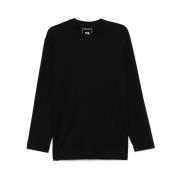 Sort Crew Neck Langermede T-skjorte