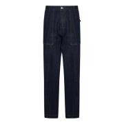 Mørk Blå Straight Leg Denim Jeans