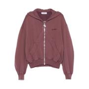 Mauve Front Zip Sweatshirt med Lommer