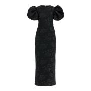 Blomster Jacquard Midi Kjole Elegant Stil