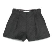 Antrasitt Ull Mini Skulpturelle Shorts