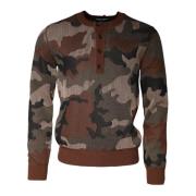 Camouflage Crew Neck Pullover Sweater