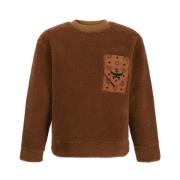 Shearling Sweatshirt med Monokromt Mønster